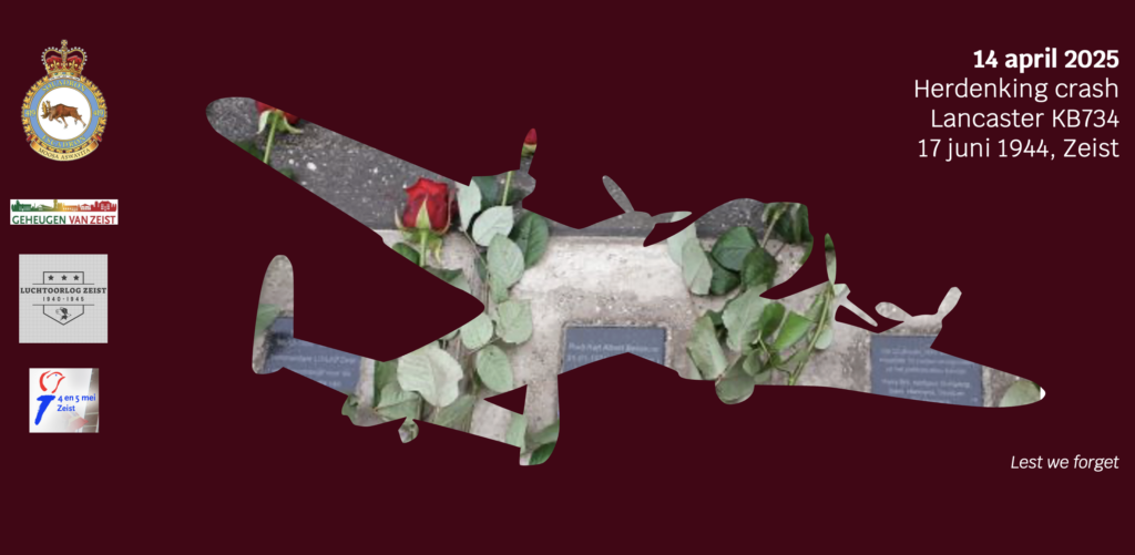 All info over 14 april: Onthulling geheugenstenen neergeschoten Lancaster in Zeist